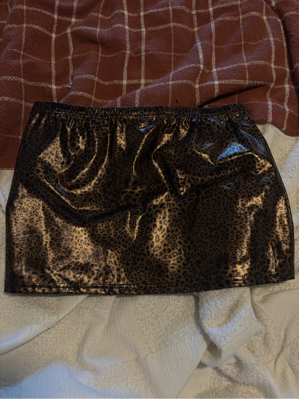 Vintage Leopard Print Metallic Brown Mini Skirt